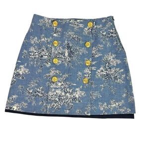 B The Collection Toile Blue Bee Button Skirt